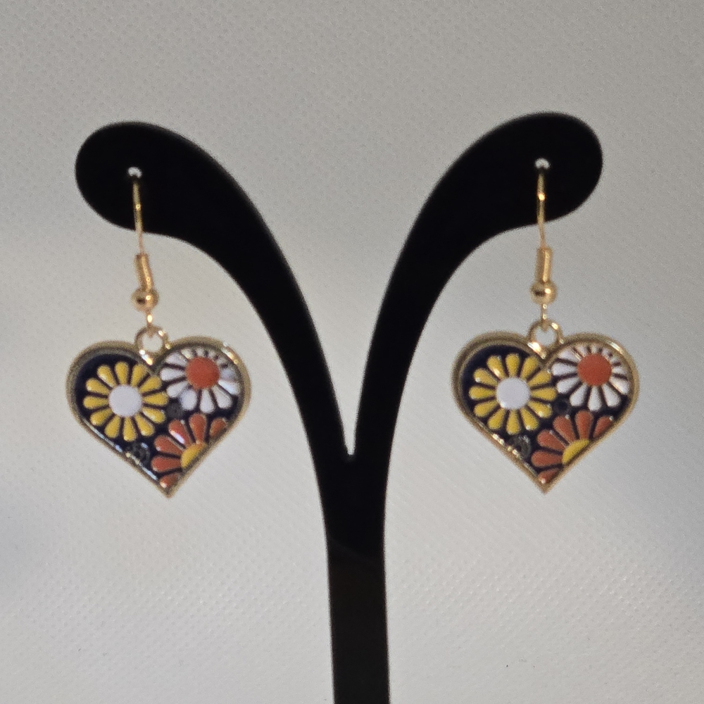 Heart-Shaped Floral Earrings